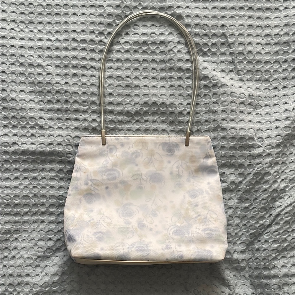 Vintage White & Blue Floral Mesh Shoulder Bag